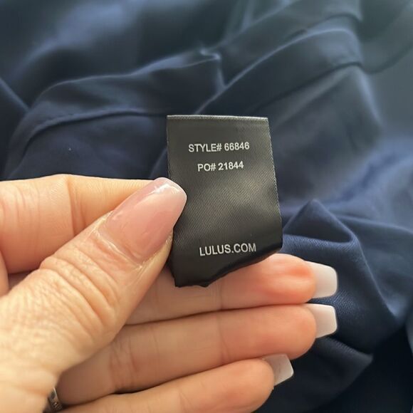 Lulus My Whole Heart Dark Navy Blue Long Sleeve Wrap Dress Sz- Small - Picture 16 of 16